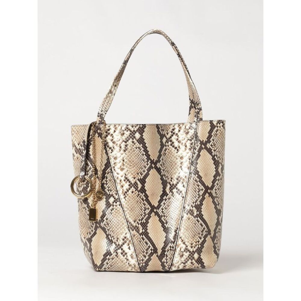 Chloe Women Chloe Spin Python-Print Calfskin Tote Bag With Charm